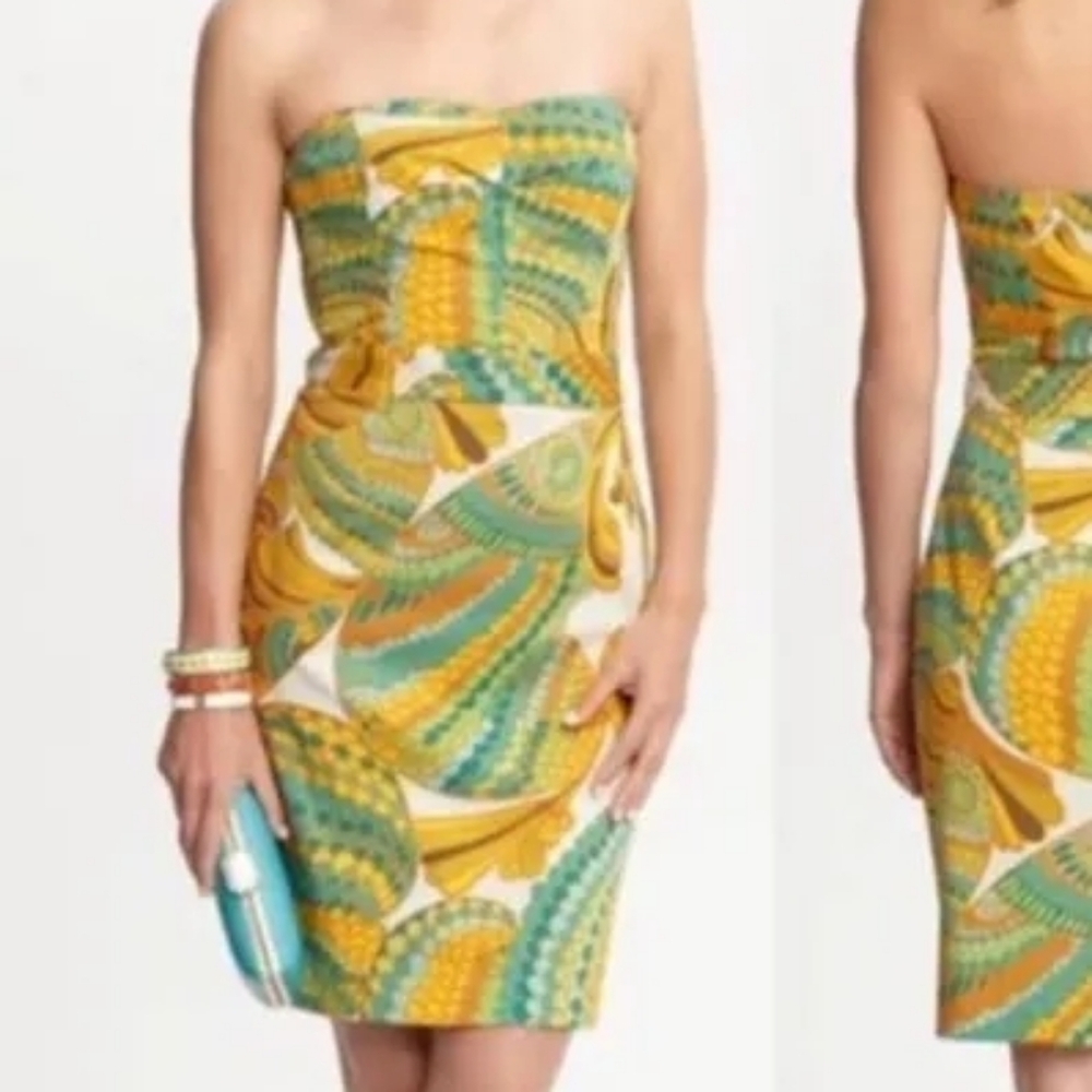 Banana Republic Trina Turk Colorful Strapless Dress, Sz00, Excellent Condition